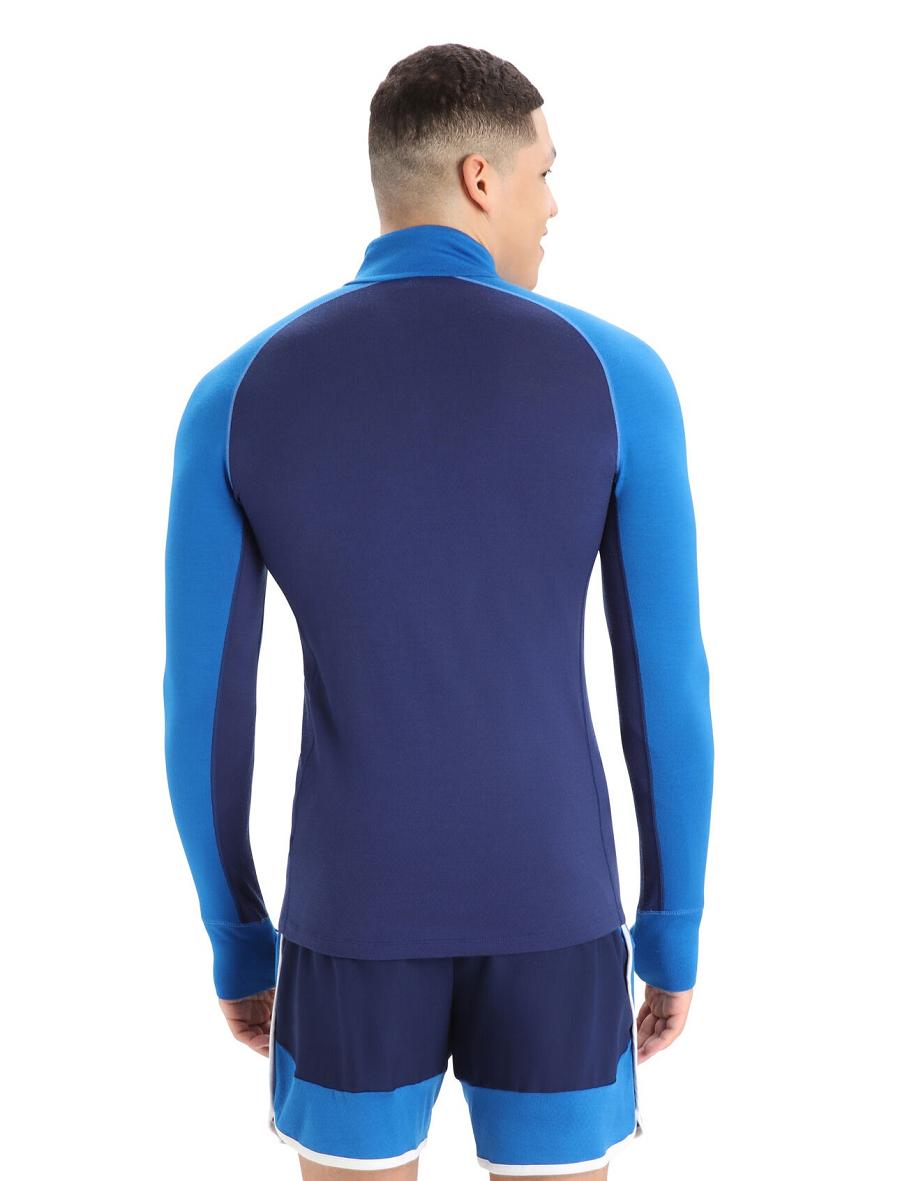 Men's Icebreaker 260 ZoneKnit™ Merino Long Sleeve Half Zip Base Layers Lazurite / Royal Navy | CA 1623TCEV